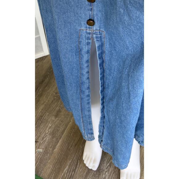 Tickets Clothing Vintage Embroidered Denim‎ Back Zip Maxi Dress Women’s Size 18T - Picture 4 of 14